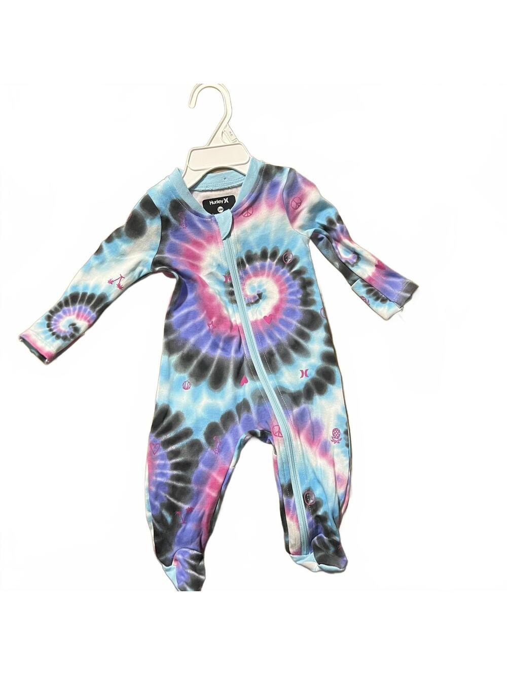 Hurley Baby Tie-Dye Footed Sleeper 3M